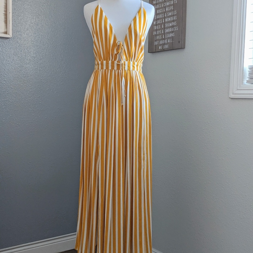 Dizzy Lizzy striped maxi dress with front slits